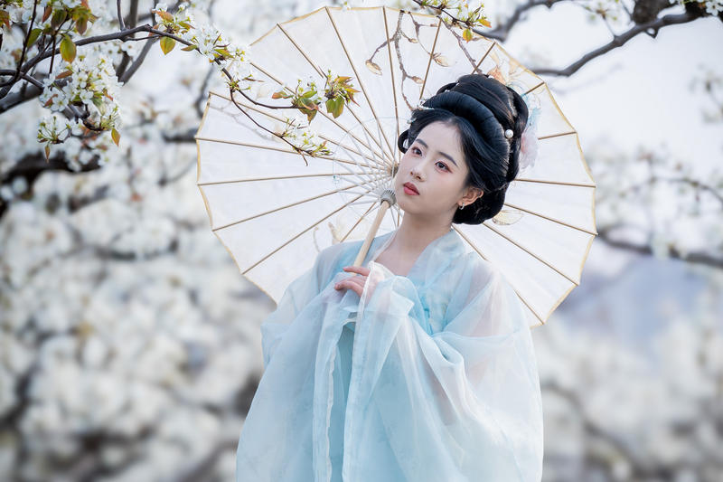 梨花诗韵里的紫薇倩影